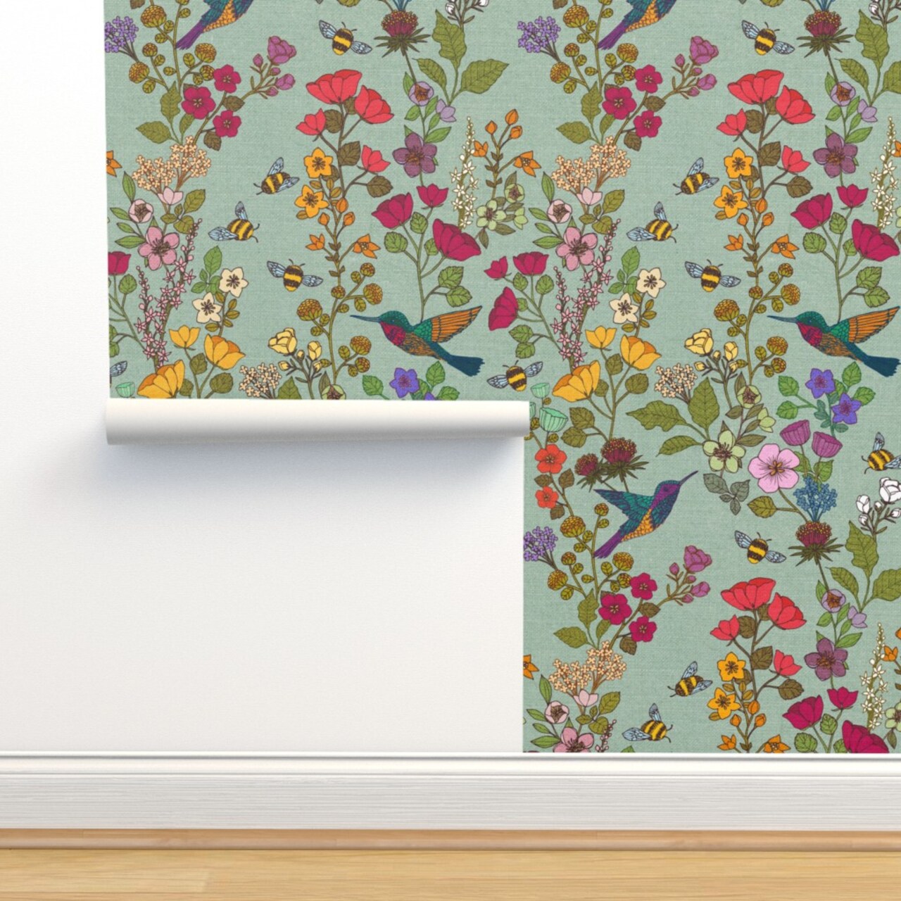 Victorian Garden Traditional Chinoiserie Flower Custom Removable Wallpaper by Spoonflower Peel & Stick Wallpaper 2FT Wide